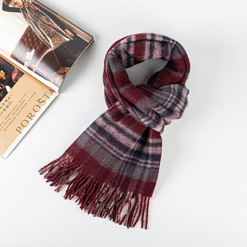 Plaid silk flannel scarf