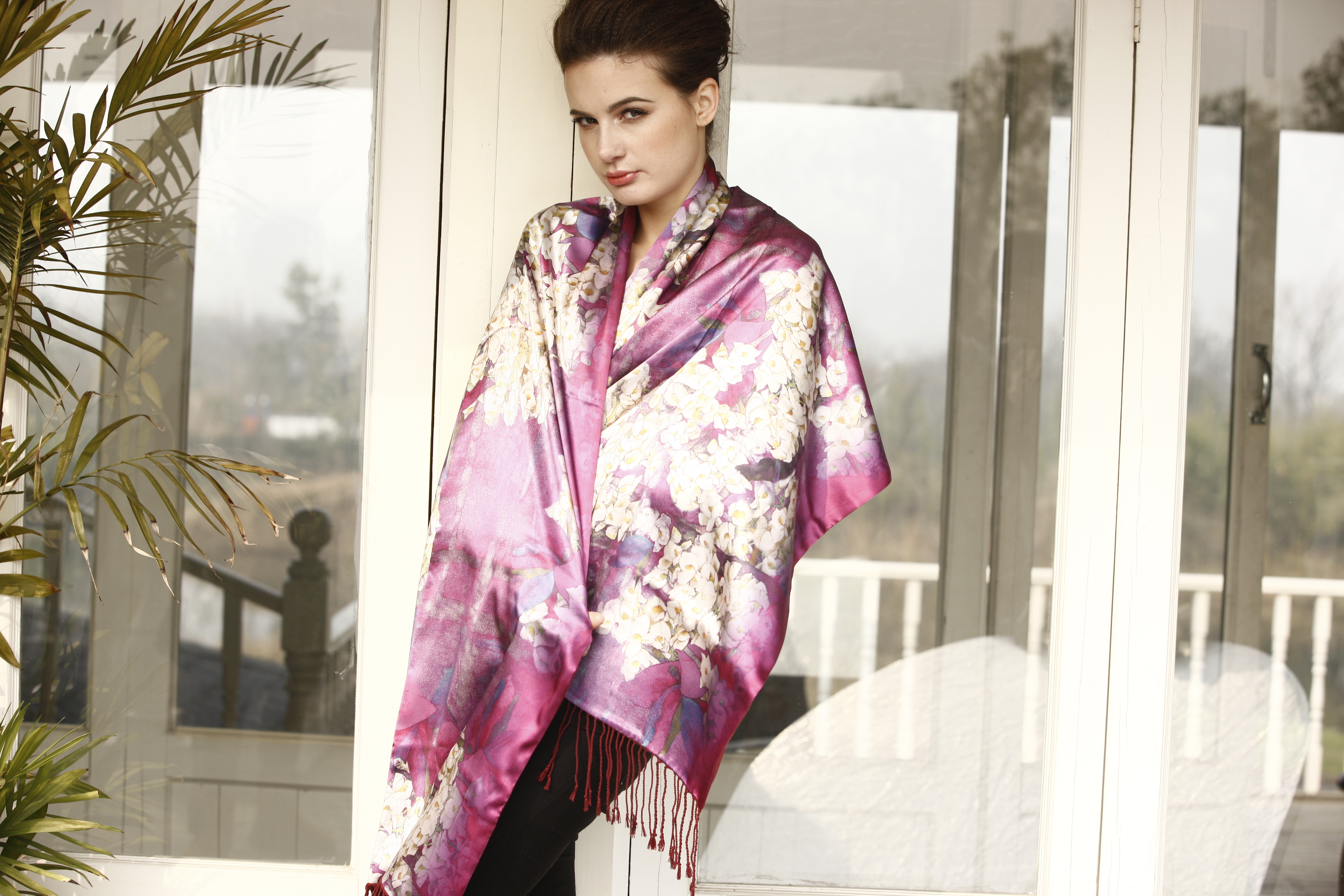 Double layer silk shawl